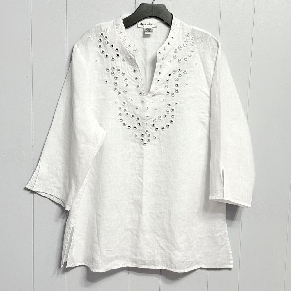Marisa Christina White Tunic with Embellishments